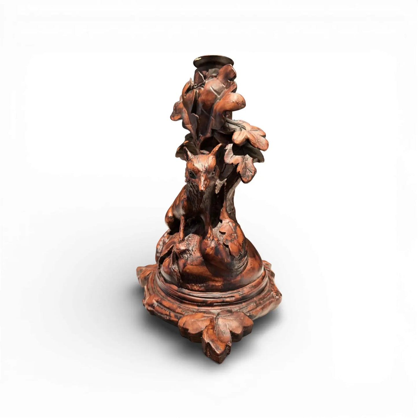 Antique Finish Black Forest Style Fox Candelabra