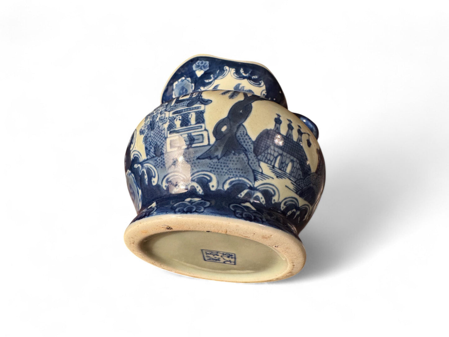 Antique Blue & White Chinoiserie Ironstone Pitcher