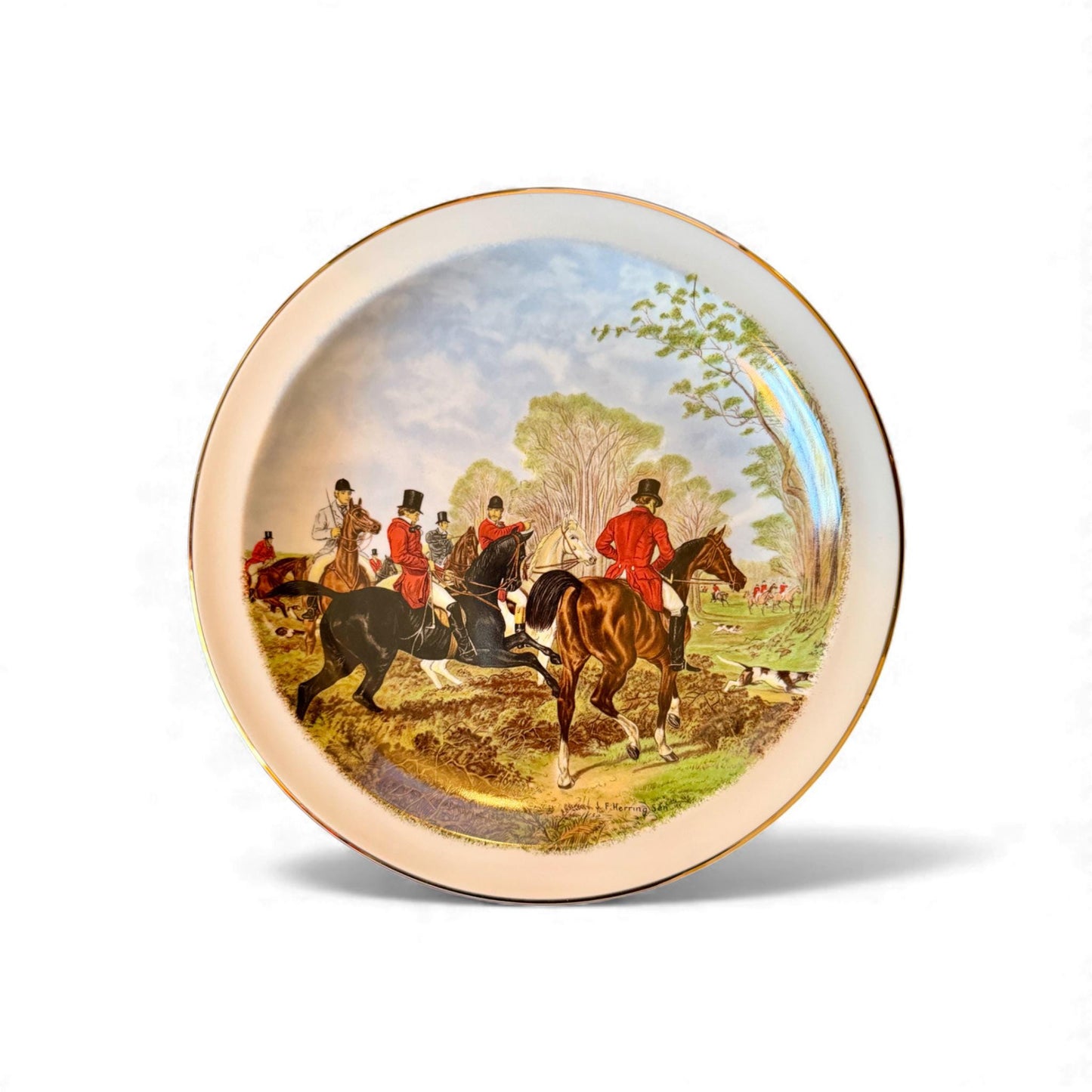 Rare Collection of 13 Vintage J.F. Herring Fox Hunting Dinner Plates