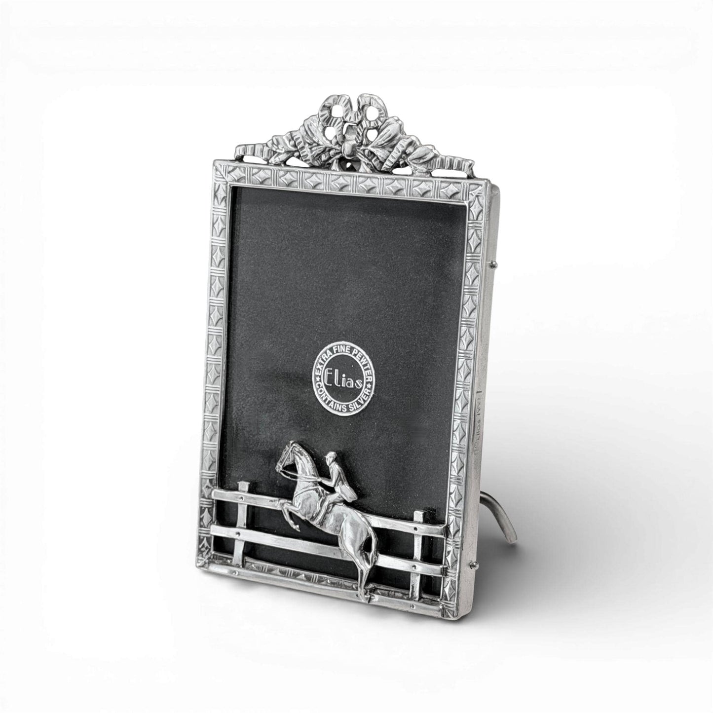Elias Fine Pewter Equestrian Picture Frame with Jumper Motif — 3" x 5"
