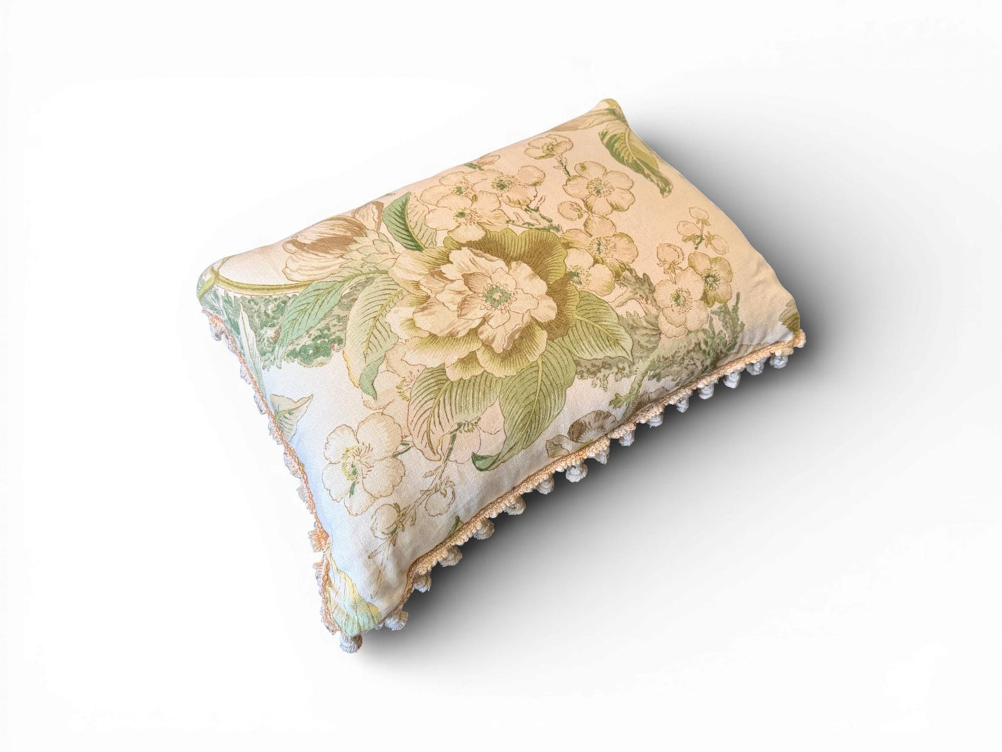 Custom Thibaut Honshu Floral & Linen Tassel Large Accent Pillow