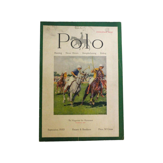 Antique 1930 Polo Magazine Cover — Original Lionel Edwards Illustrated Polo Match Lithograph