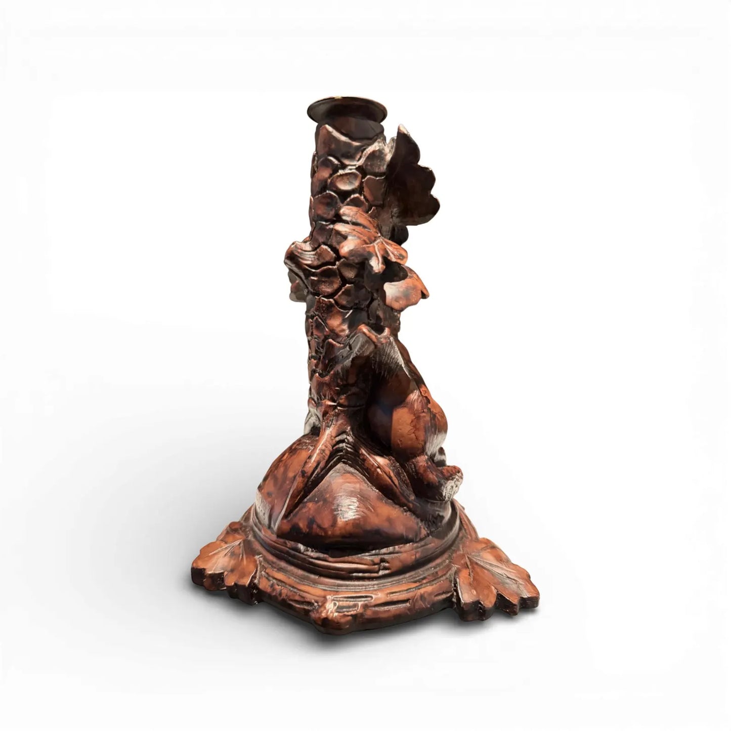 Antique Finish Black Forest Style Fox Candelabra