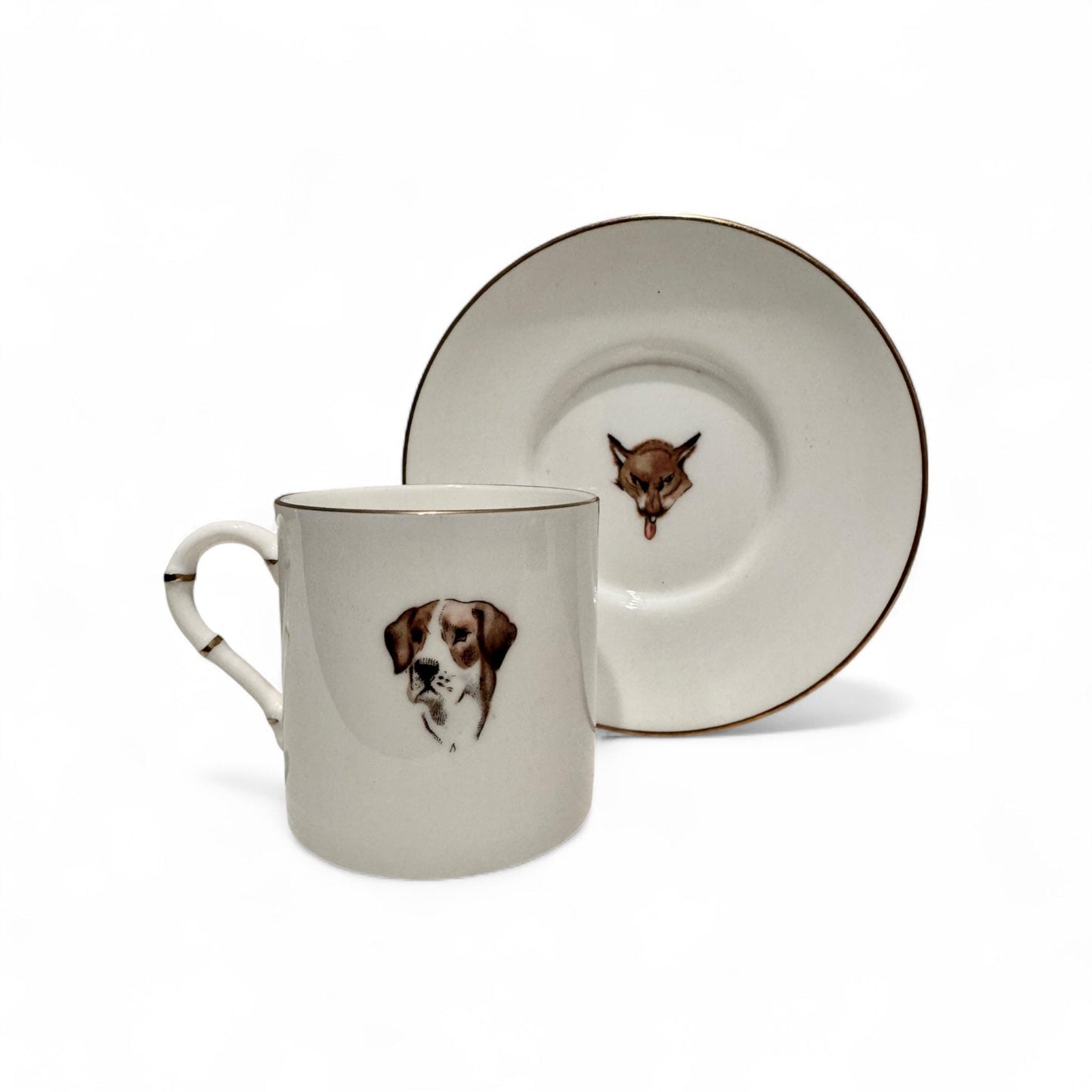 Vintage Royal Worcester Fox Hunt Plate & Demitasse Cup