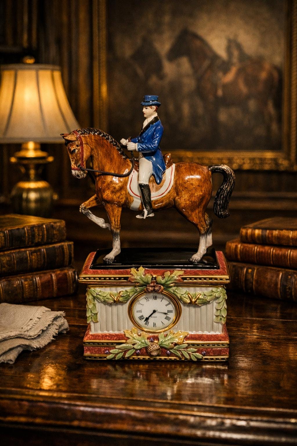 Vintage Fitz & Floyd Equestrian Clock