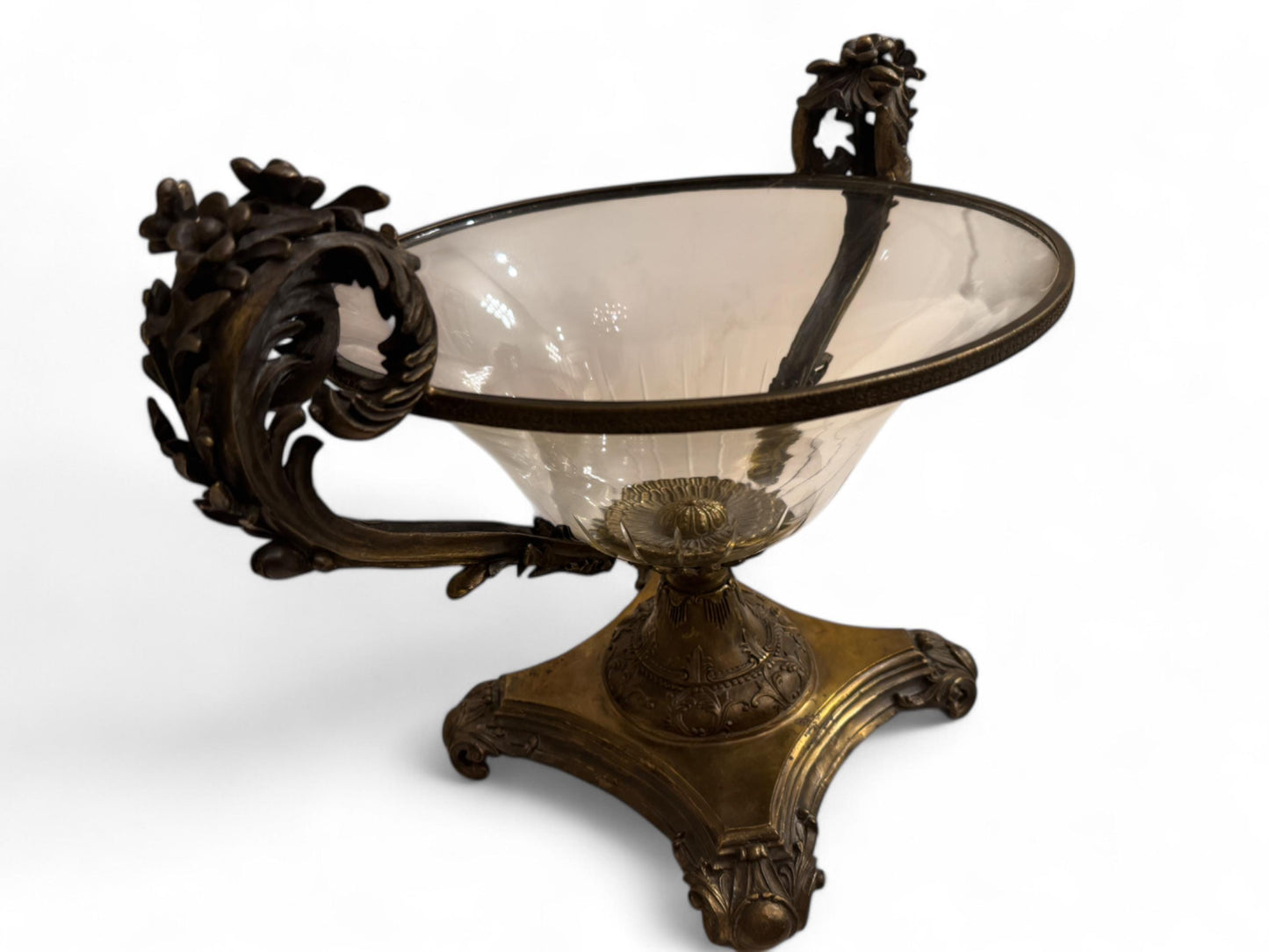 Spectacular Antique Bronze & Cut Crystal Urn Centerpiece