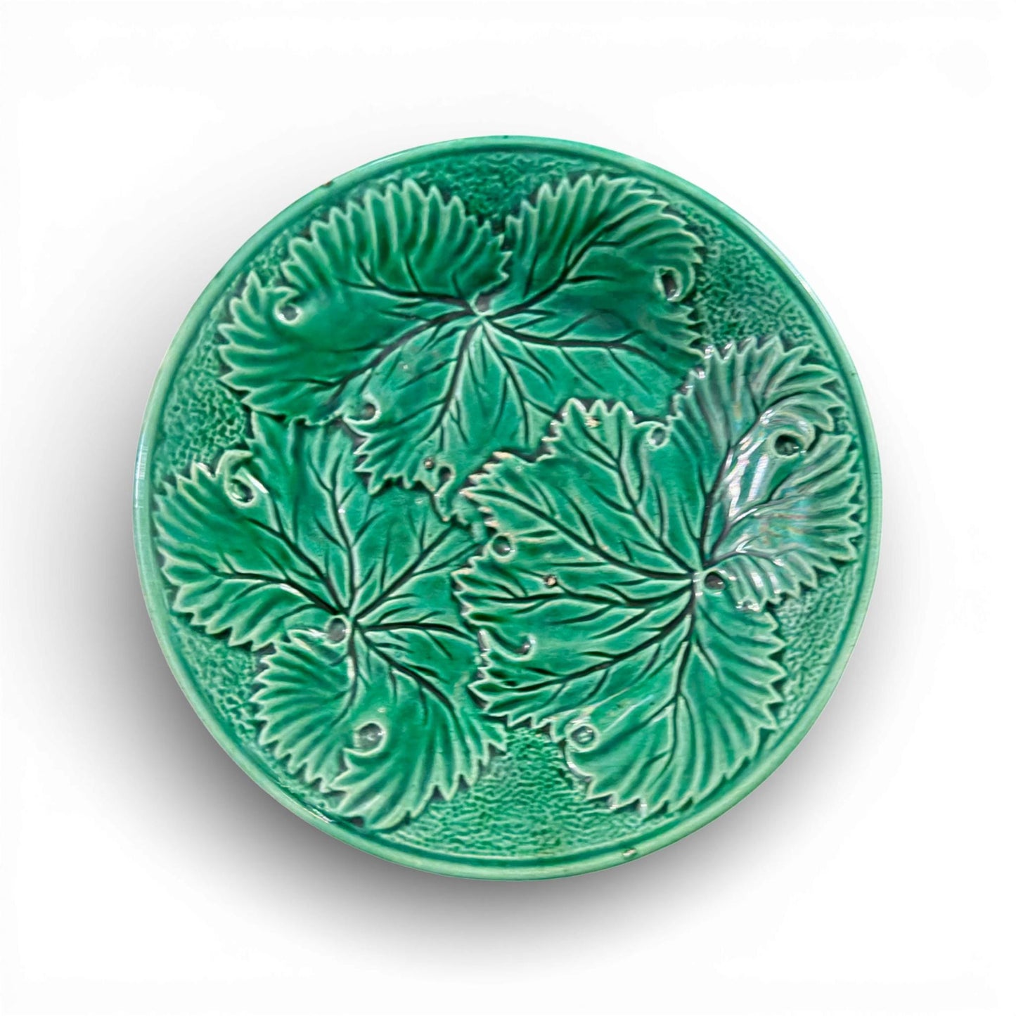 c.1870 Victorian Glazed Majolica Cabbage Leaf Plate