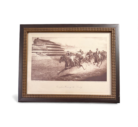 Framed Vintage Horse Racing Lithograph “Isinglass Winning the Derby”