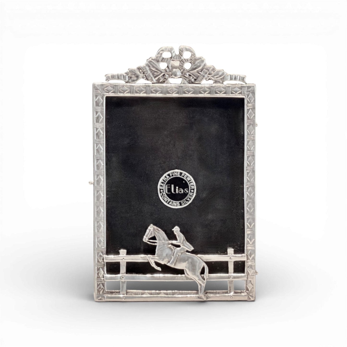 Elias Fine Pewter Equestrian Picture Frame with Jumper Motif — 3" x 5"