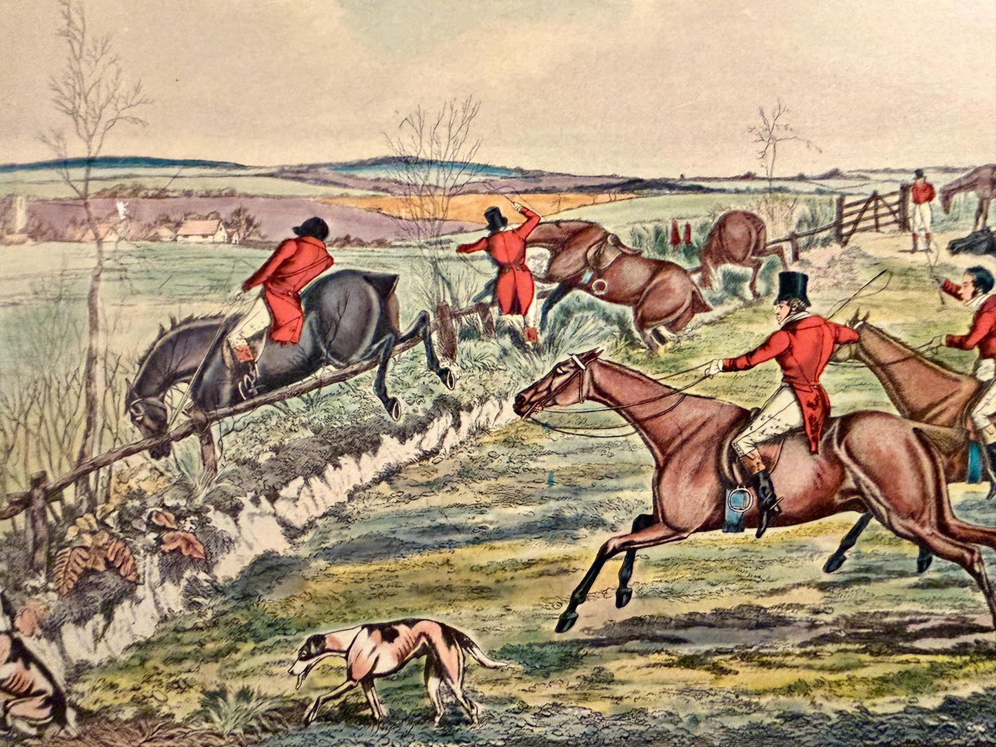 Antique Henry Thomas Aiken Fox Hunting Engraving Lithograph Print - "Hunting Qualifications: Creeping a Finish"