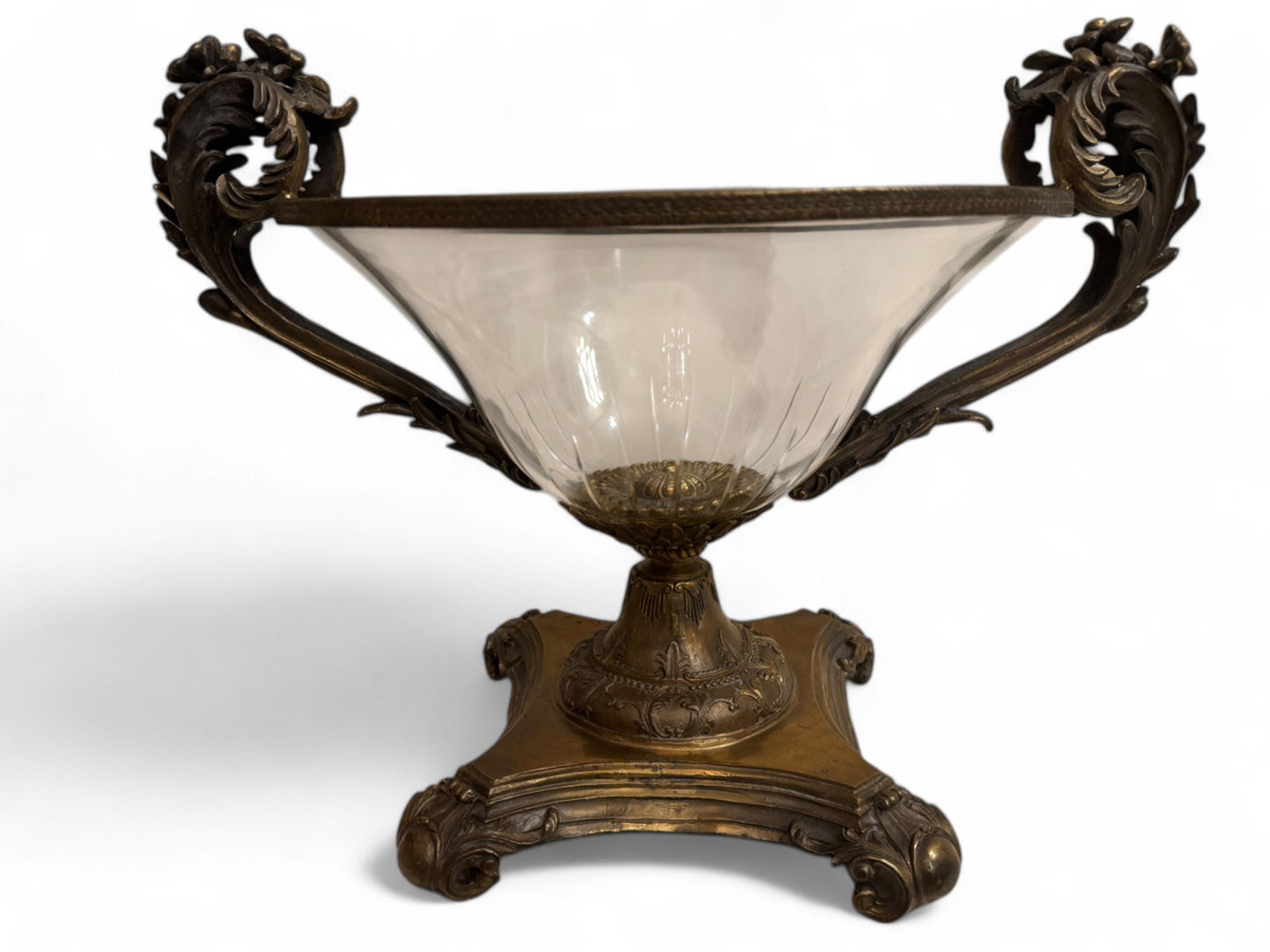 Spectacular Antique Bronze & Cut Crystal Urn Centerpiece