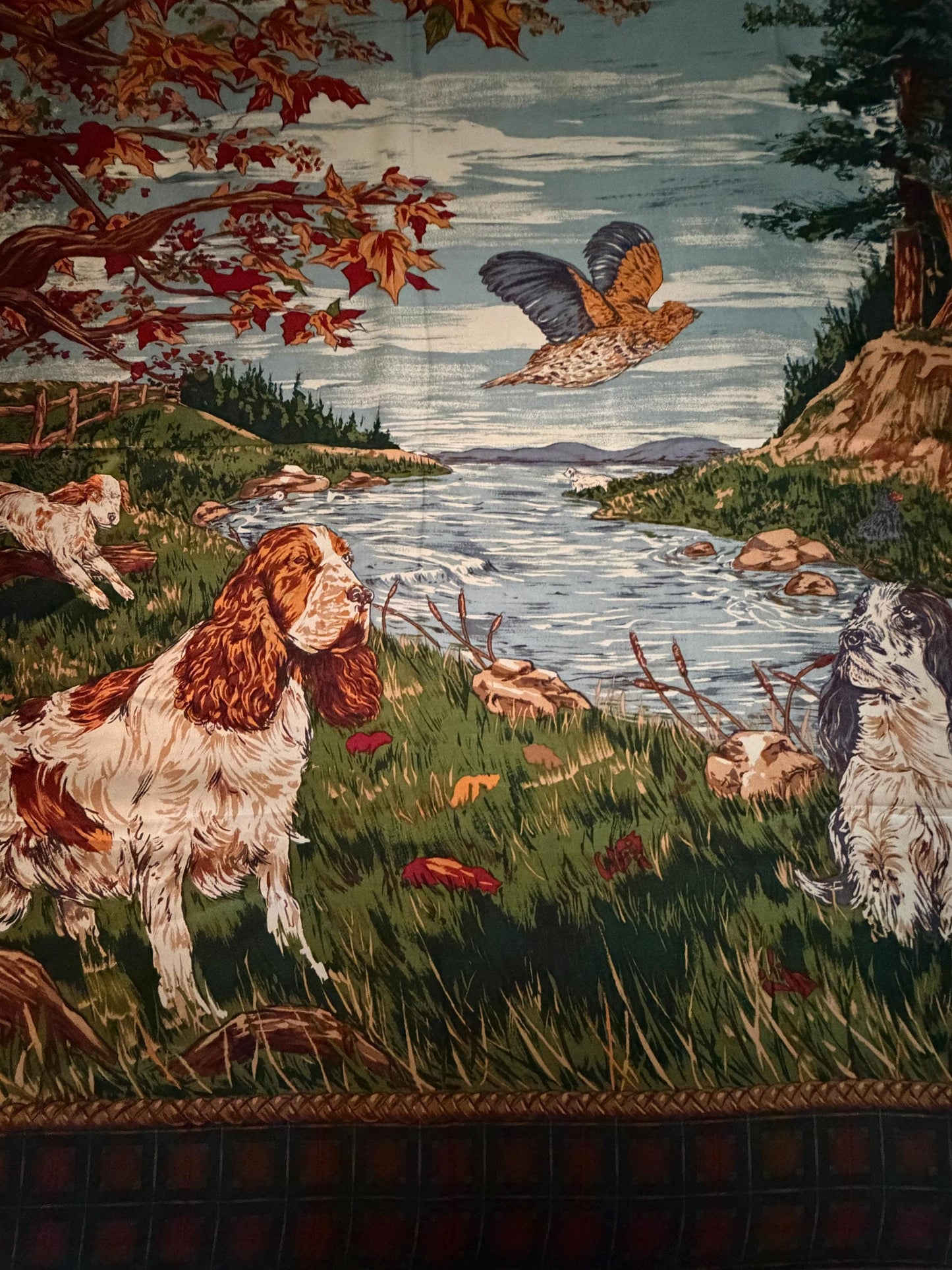 Vintage Luxury Hunting Dog Silk Scarf