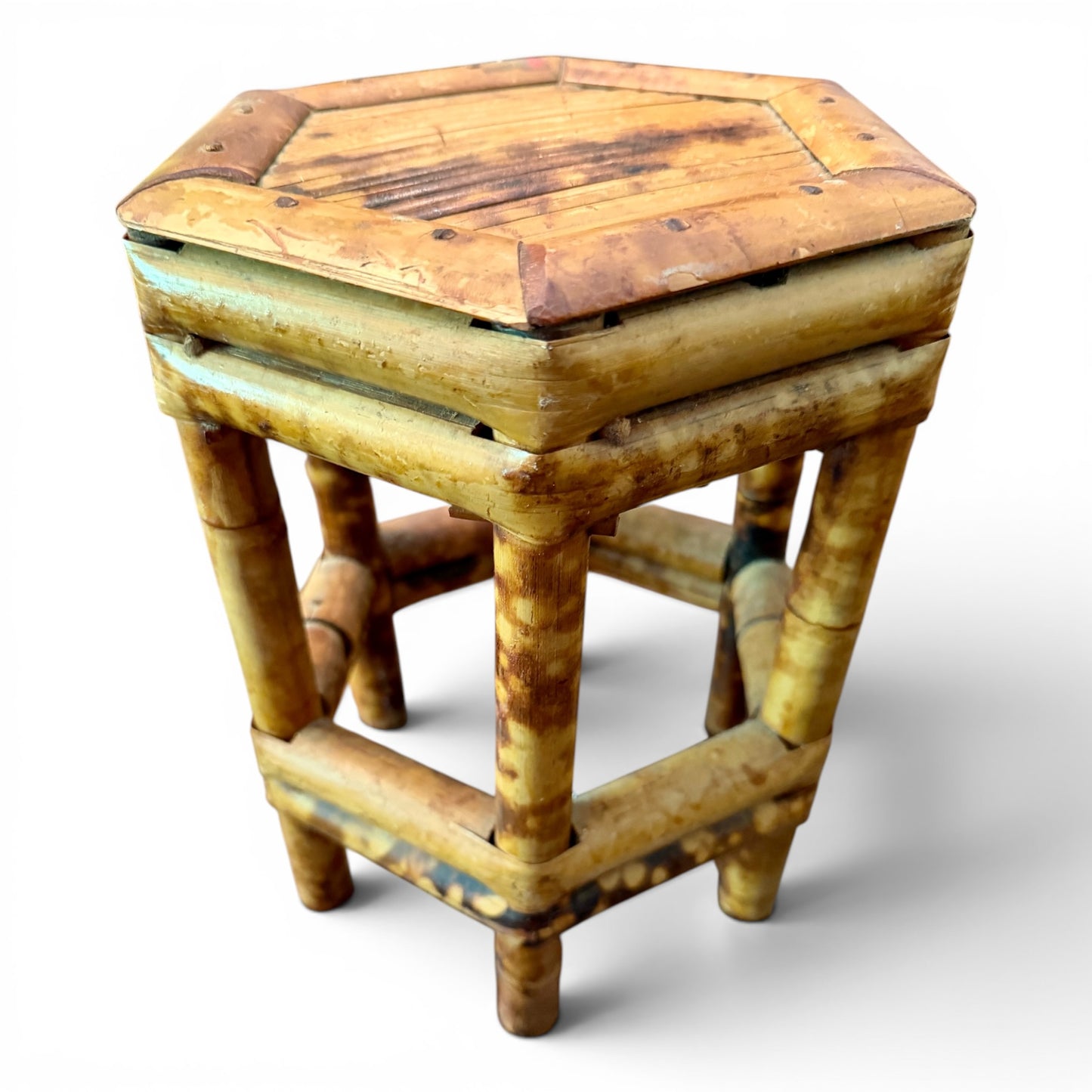 Antique English Tortoiseshell Bamboo Plant Stand | Victorian Jardinière Stand