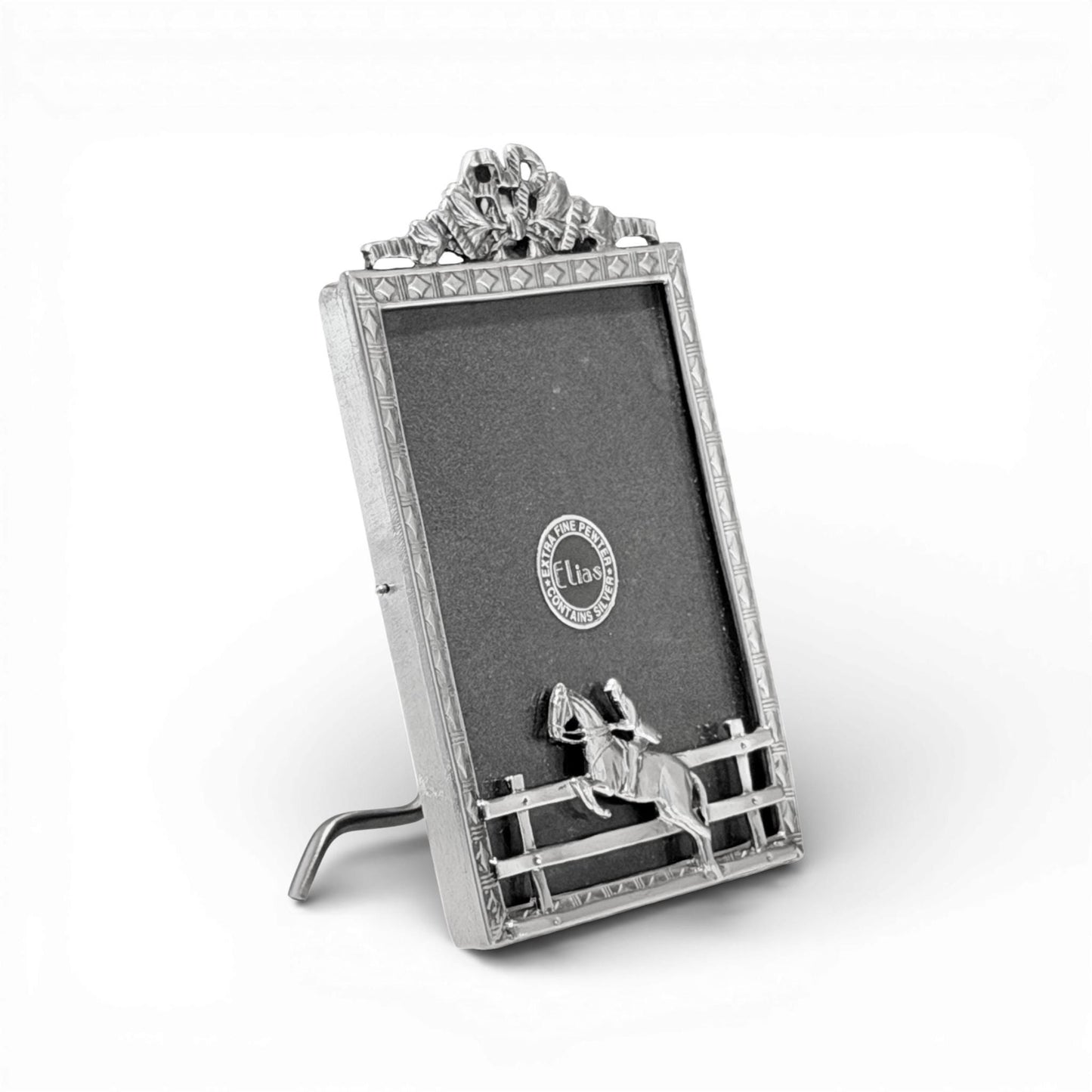 Elias Fine Pewter Equestrian Picture Frame with Jumper Motif — 3" x 5"