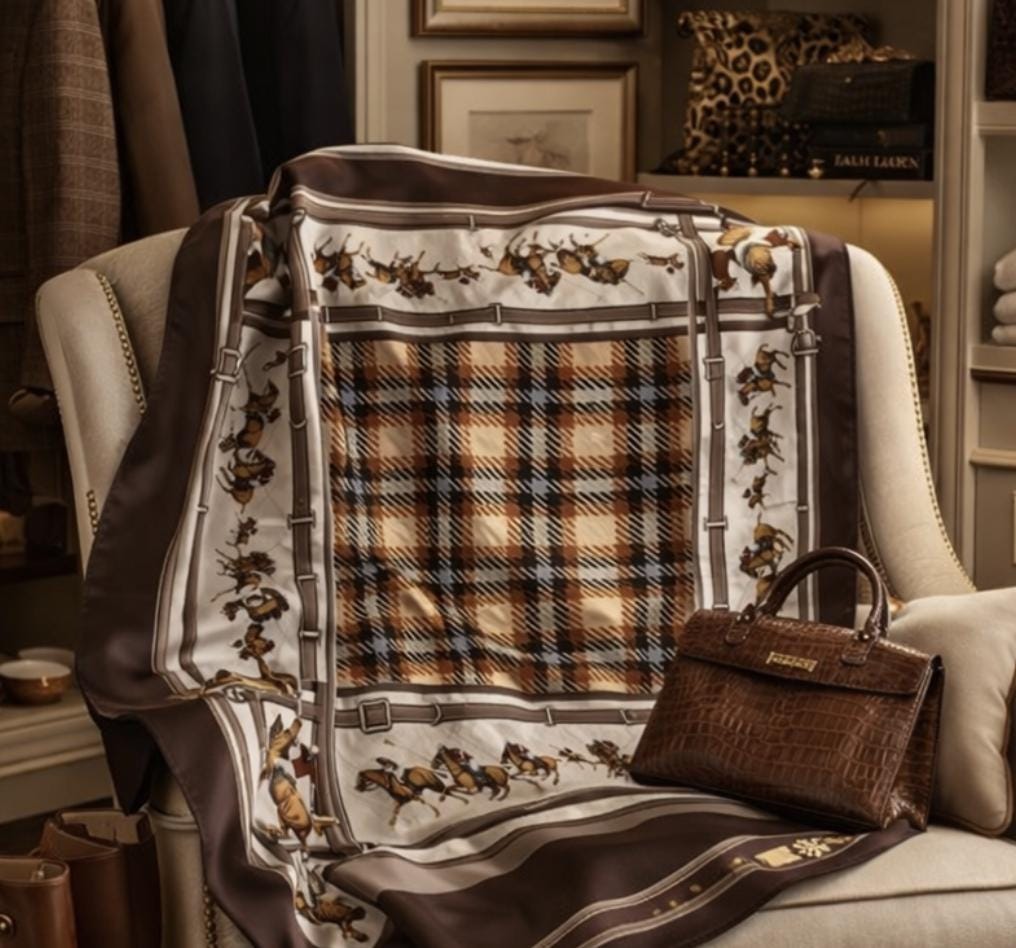 Vintage Hermès Equestrian Silk Scarf with Polo & Bridle Motif