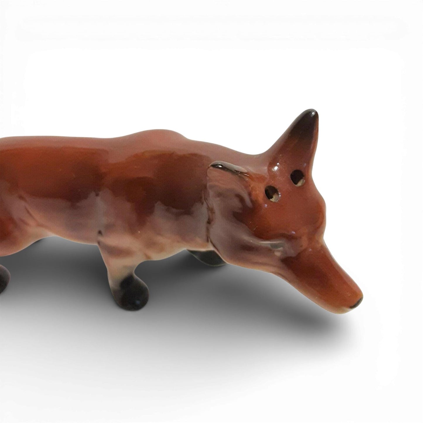 Pair of Vintage Porcelain Fox Salt & Pepper Shakers
