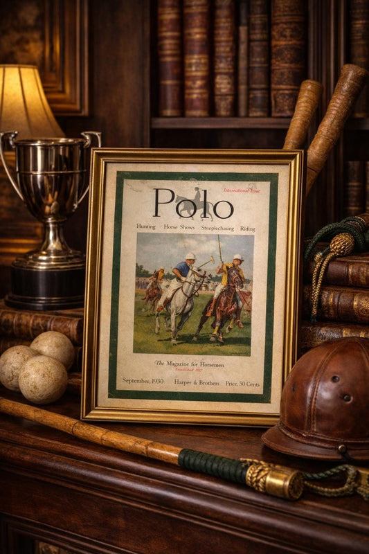 Antique 1930 Polo Magazine Cover — Original Lionel Edwards Illustrated Polo Match Lithograph