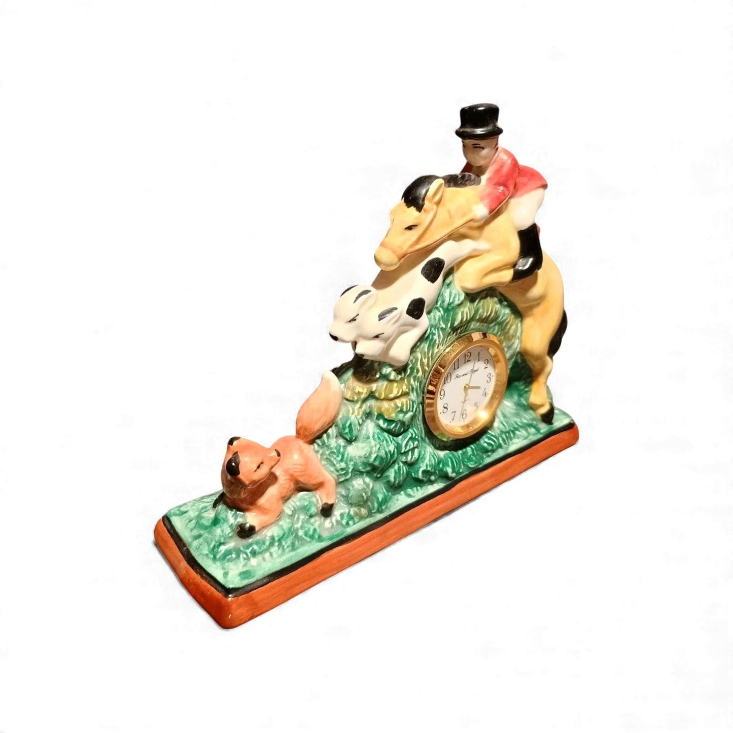 Vintage Fitz & Floyd Tally Ho Fox Hunting Mantel Clock
