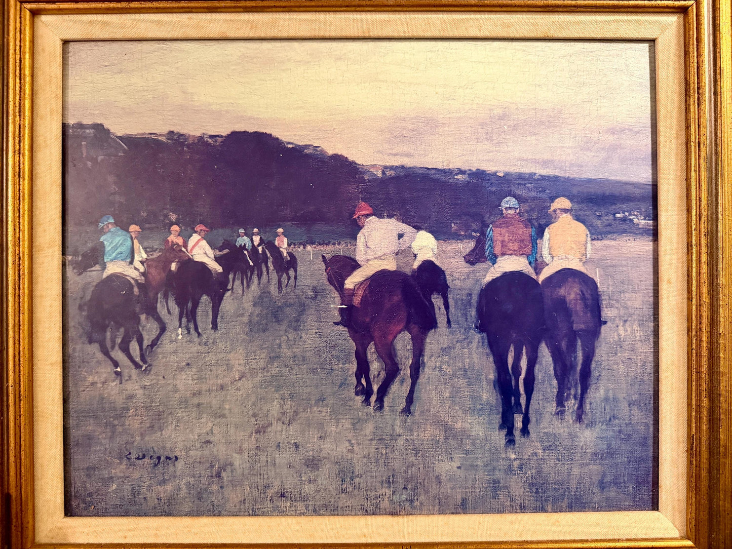 Vintage Museum Reproduction of Edgar Degas' Race Horses at Longchamp - Gilt Framed