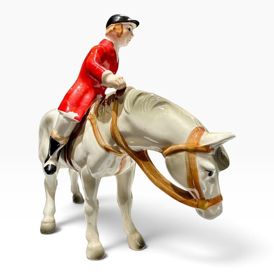 Vintage Porcelain Fox Hunting Equestrian Figurine