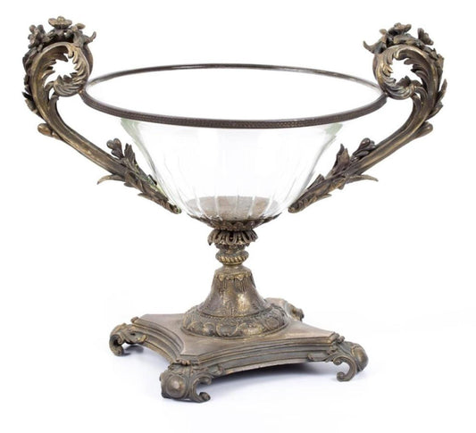 Spectacular Antique Bronze & Cut Crystal Urn Centerpiece