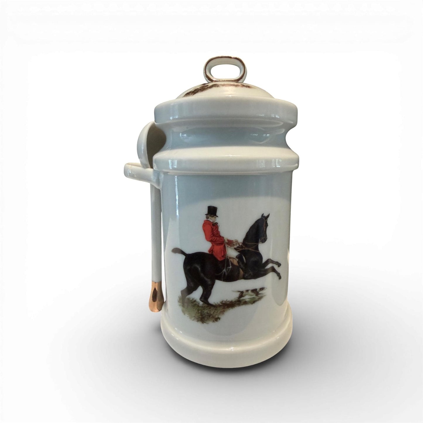 Vintage “The Huntsman” Bone China Equestrian Mug & Lidded Canister Set
