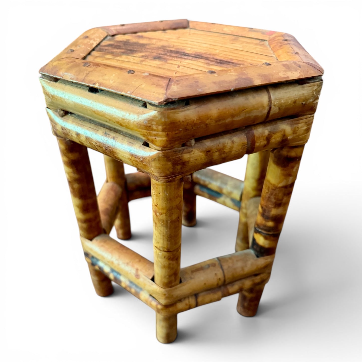 Antique English Tortoiseshell Bamboo Plant Stand | Victorian Jardinière Stand