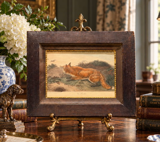 The Poacher — Early 19th-Century Hand-Colored Fox Engraving After Edwin Landseer in Original Frame