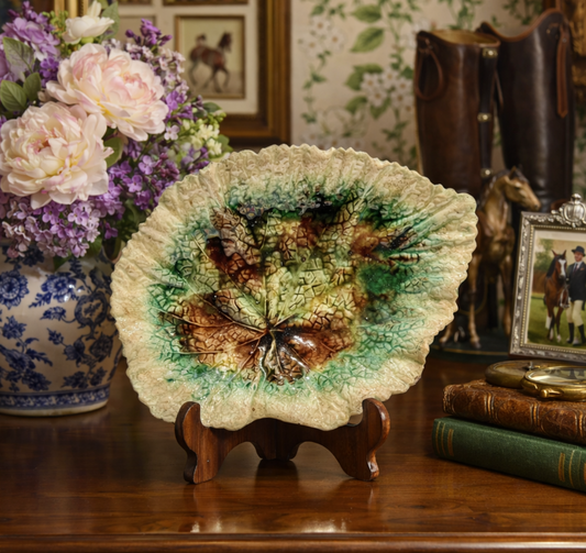 Antique Majolica Maple Leaf Dish, Circa 1890