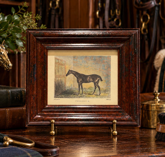 Antique c.1829 Hand-Colored Equestrian Engraving 'Frederick'