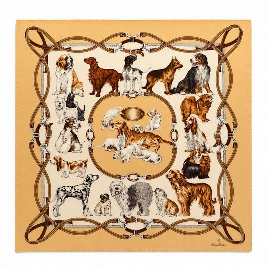 Rare Vintage Brooks Brothers Silk Dog Breeds Scarf - Made In Italy