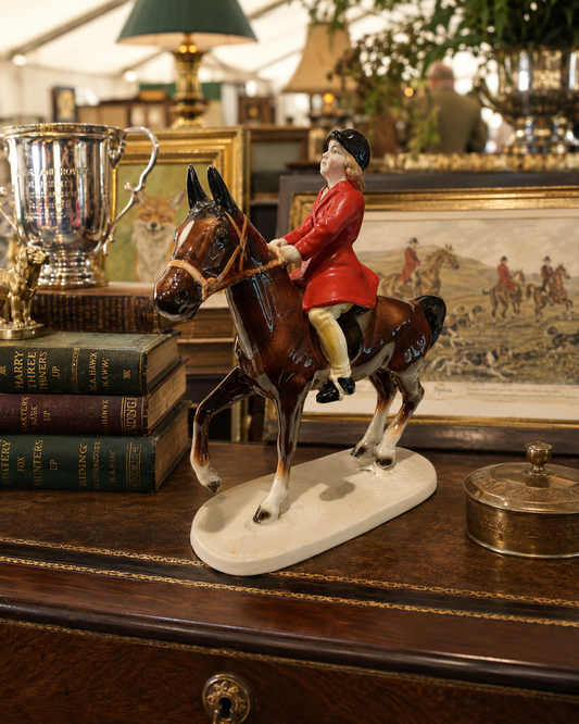 Vintage Beswick Huntswoman on Brown Horse No. 1730 Gloss Equestrian Fox Hunt Figurine