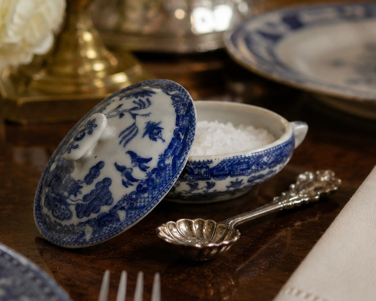 Antique Porcelain Chinoiserie Salt Cellar