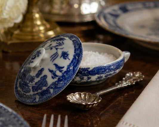 Antique Porcelain Chinoiserie Salt Cellar