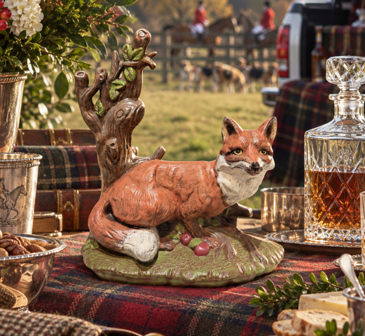 Vintage Handpainted Ceramic Fox Figurine