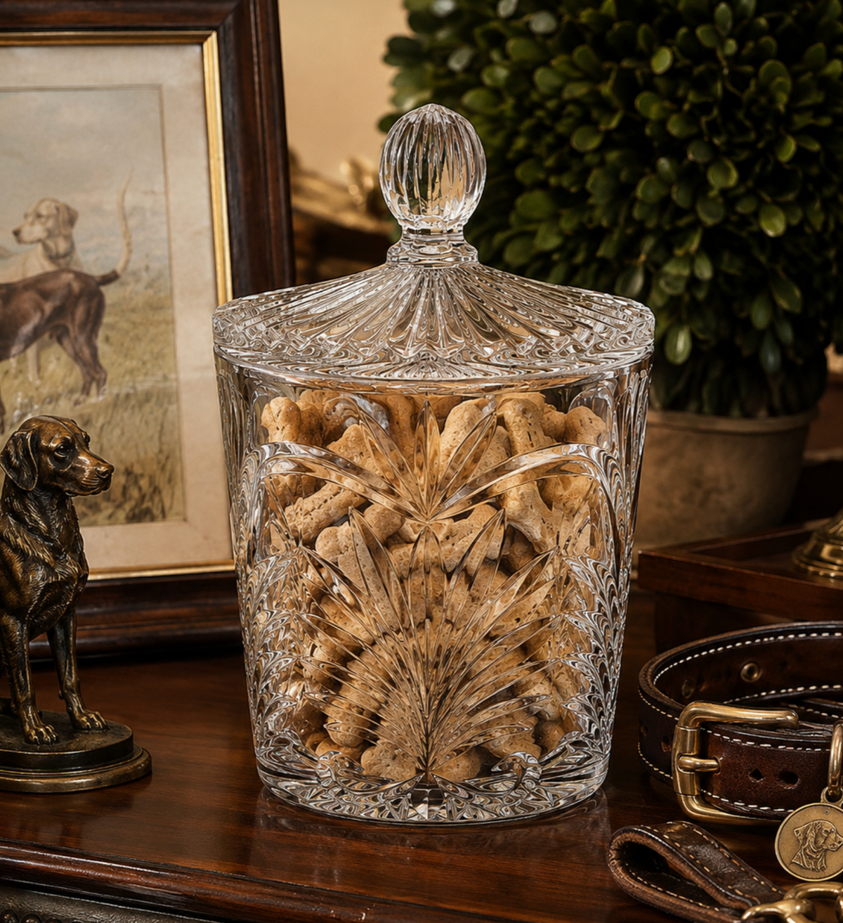 Vintage European Crystal Biscuit Barrel