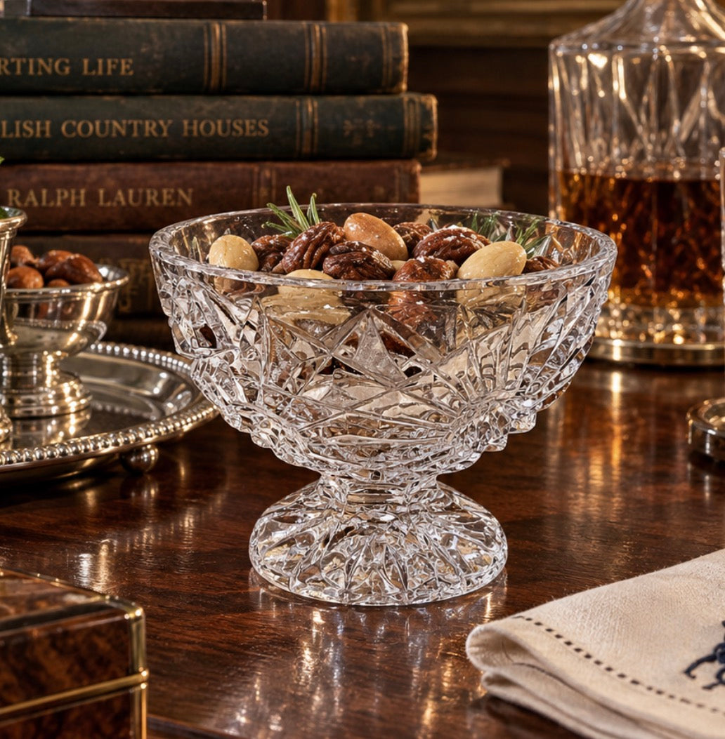 Vintage Cut Crystal Pedestal Compote Dish
