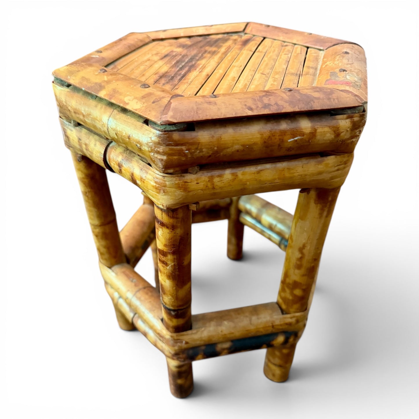 Antique English Tortoiseshell Bamboo Plant Stand | Victorian Jardinière Stand