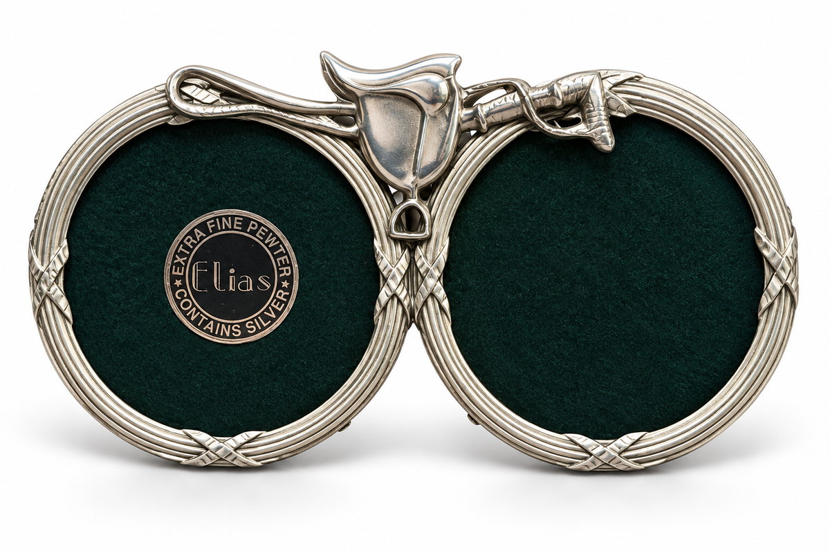 Vintage 1991 Elias Double Equestrian Pewter Picture Frame