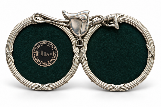 Vintage 1991 Elias Double Equestrian Pewter Picture Frame