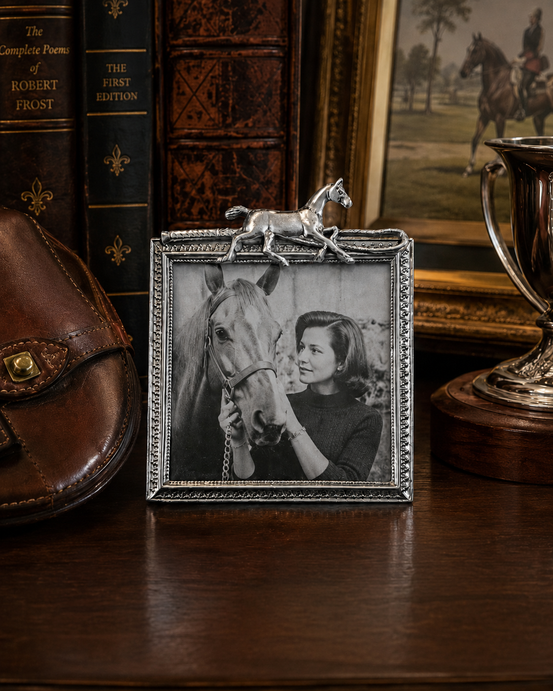 Elias pewter frame, Elias photo frame, equestrian photo frame, horse photo frame, pewter horse frame, vintage pewter frame, silver tone picture frame, hunt country decor, horse lover gift, equestrian decor, tabletop frame, 3x3 photo frame, Ralph Lauren style decor