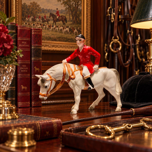 Vintage Porcelain Fox Hunting Equestrian Figurine