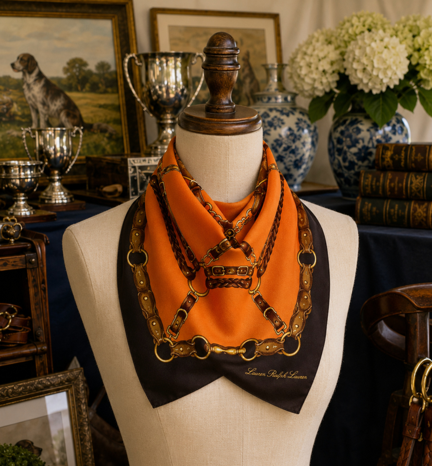 Vintage Ralph Lauren Silk Equestrian Scarf