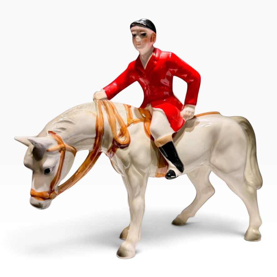 Vintage Porcelain Fox Hunting Equestrian Figurine