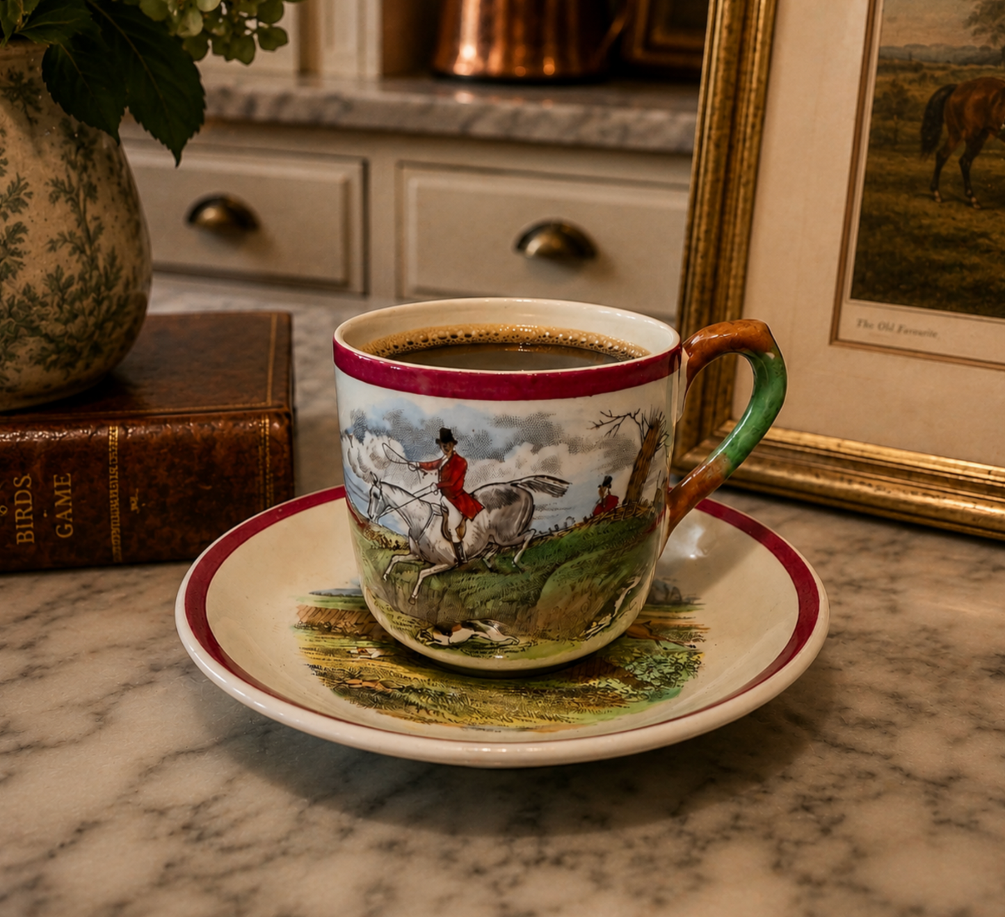 Antique Copeland Spode Herring’s Hunt “The First Over” Fox Hunt Cup & Saucer
