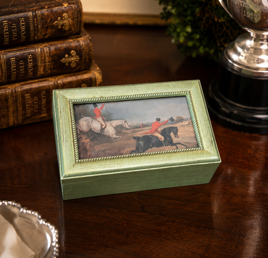Vintage English Fox Hunting Musical Trinket Box