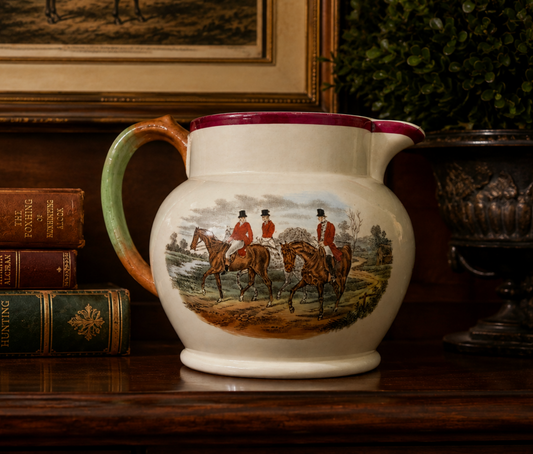 Copeland Spode England Hunt Scene Pitcher – “Leaping the Brook” & “The Meet”