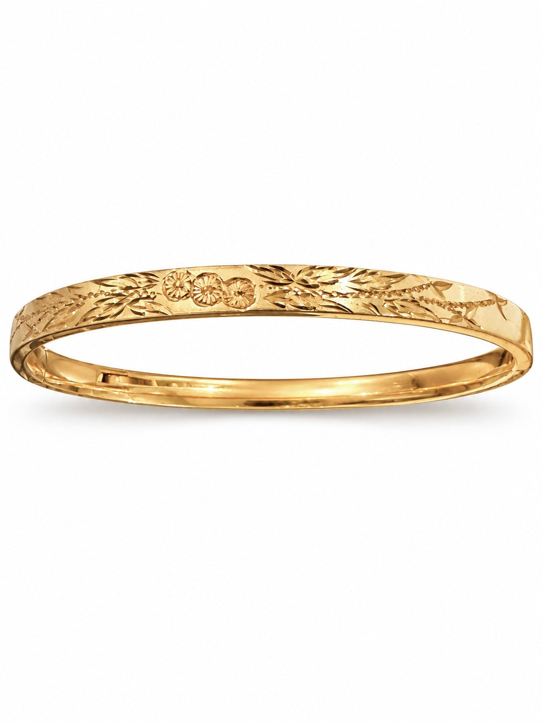 Antique Victorian Gold-Filled Engraved Floral Slide Bangle Bracelet