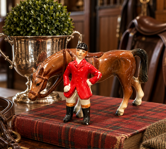 Vintage Hand-Painted Ceramic Horse & Huntsman Figurine