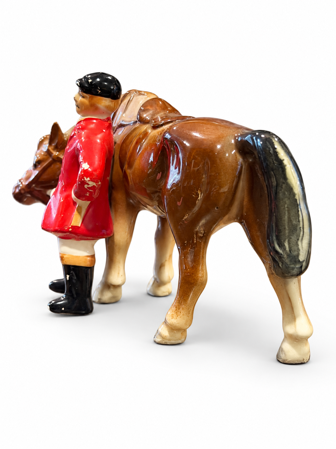 Vintage Hand-Painted Ceramic Horse & Huntsman Figurine